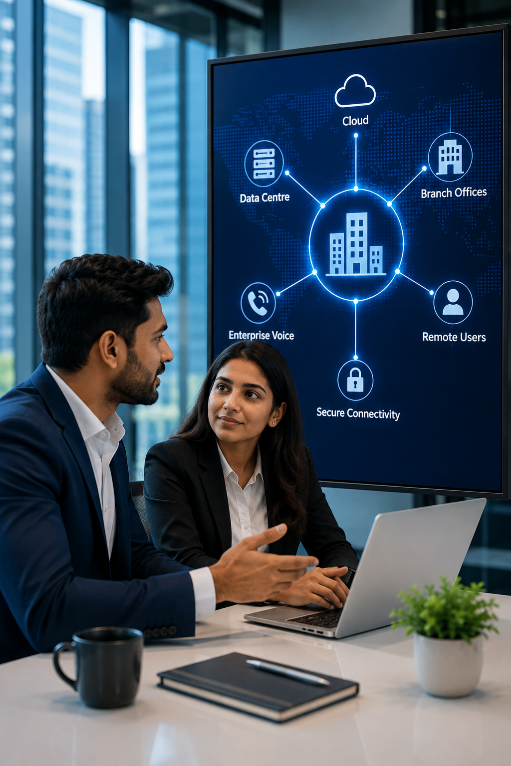 Enterprise-Connectivity-Mobile Enterprise IT team planning secure connectivity across business locations