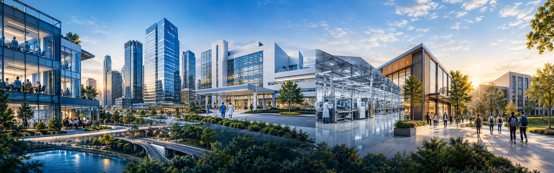 Modern commercial and industrial business district